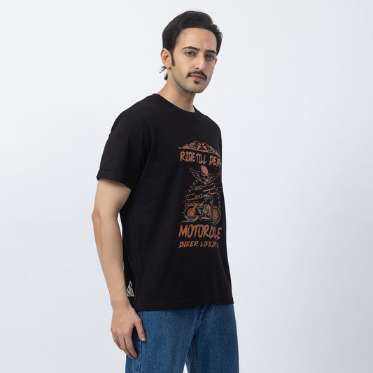 Ride Till Death Motorcycle Graphic T-Shirt