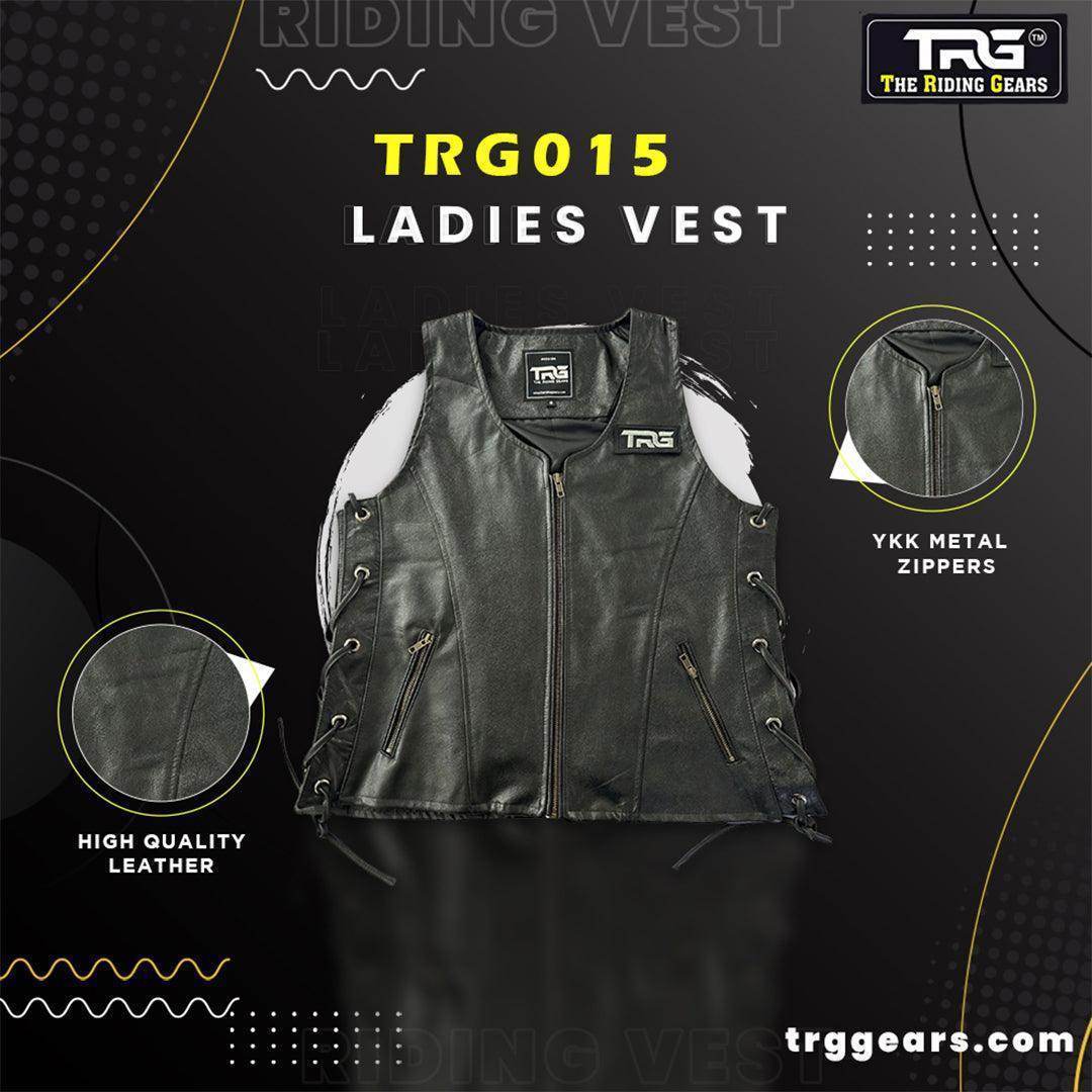 Trg015 cow leather riding vest ladies - TRG GEARS