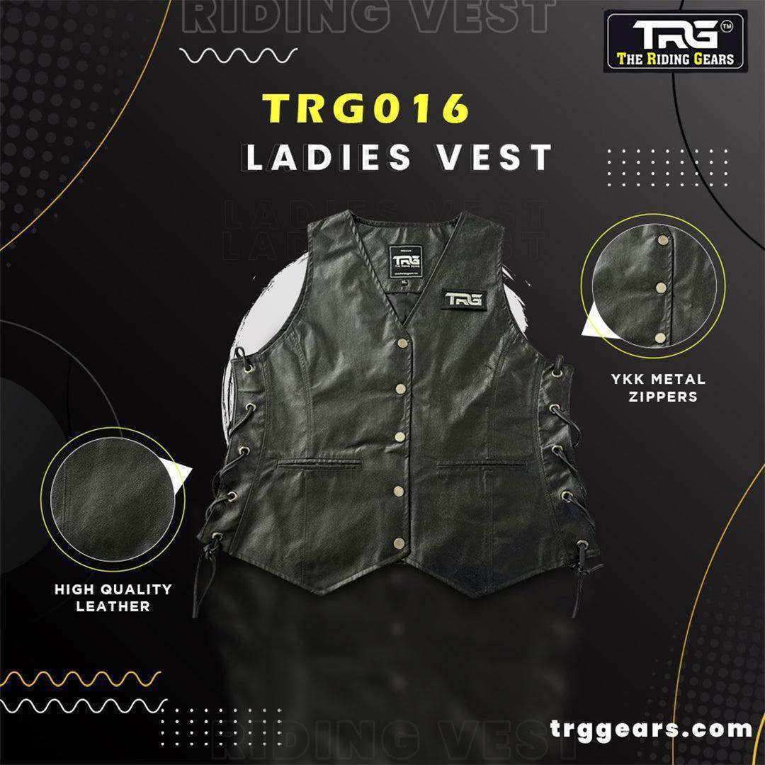 Trg016 cow leather riding vest ladies - TRG GEARS