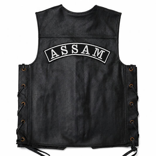 Assam Top Curved State Back Embroidered Patch 2.5 × 12 Inch – Iron On / Sew On