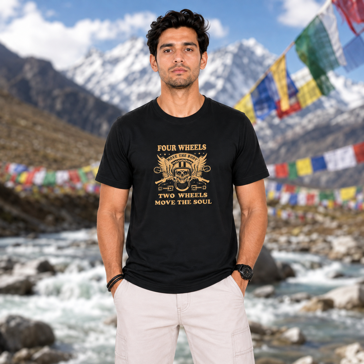 Four Wheels Move the Body Motorcycle Riders T-Shirt