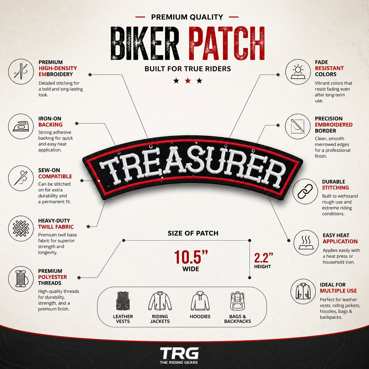 Treasure Back Embroidery Patch, 10.5*2.2 inches