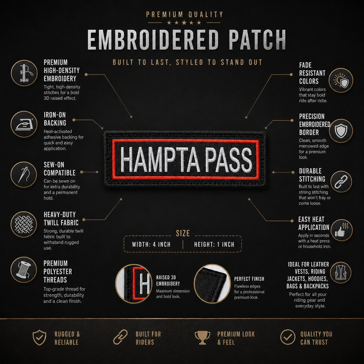 Hampta Pass Expedition Embroidery Patch – 1 × 4 Inches