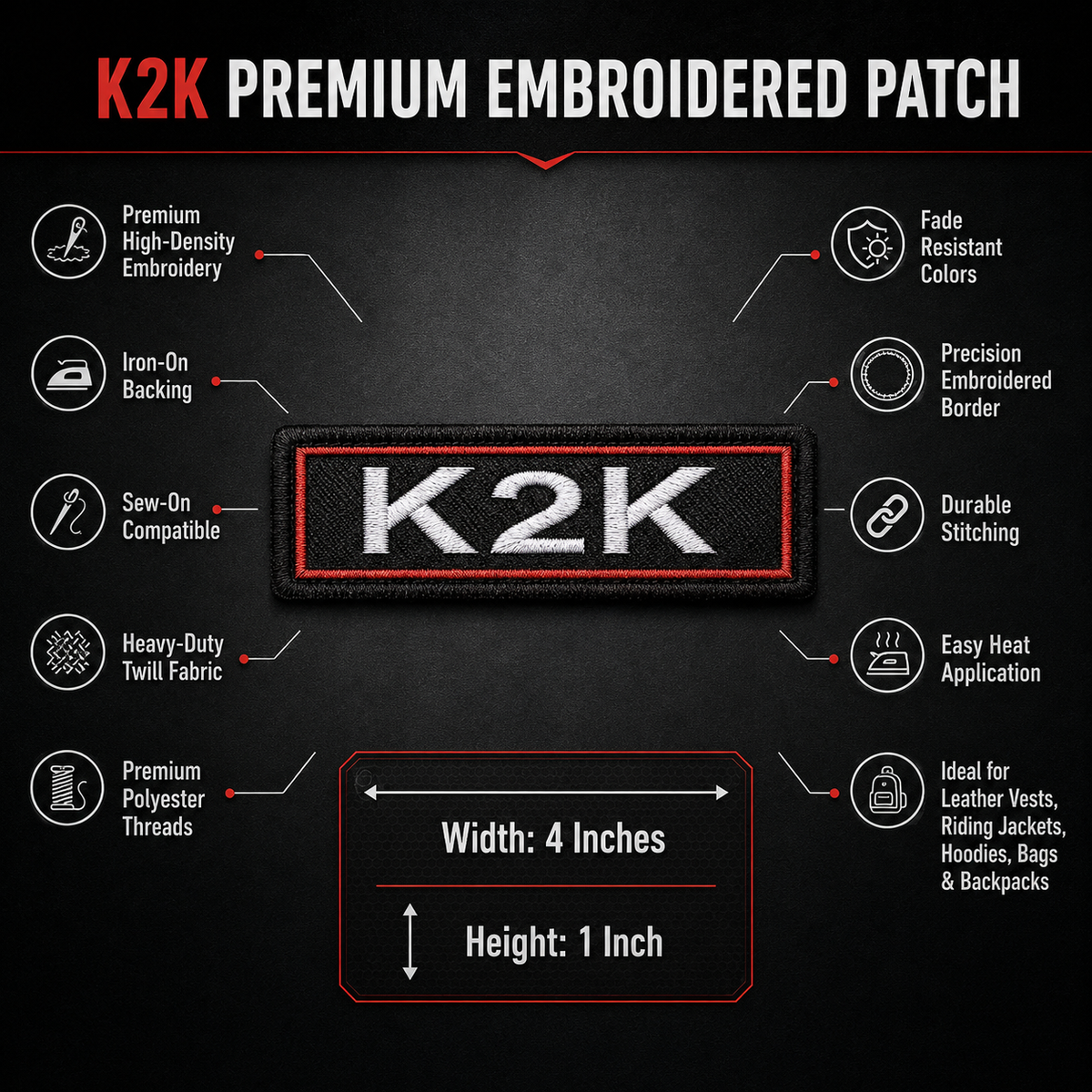 K2K Expedition Embroidery Patch – 1 × 4 Inches