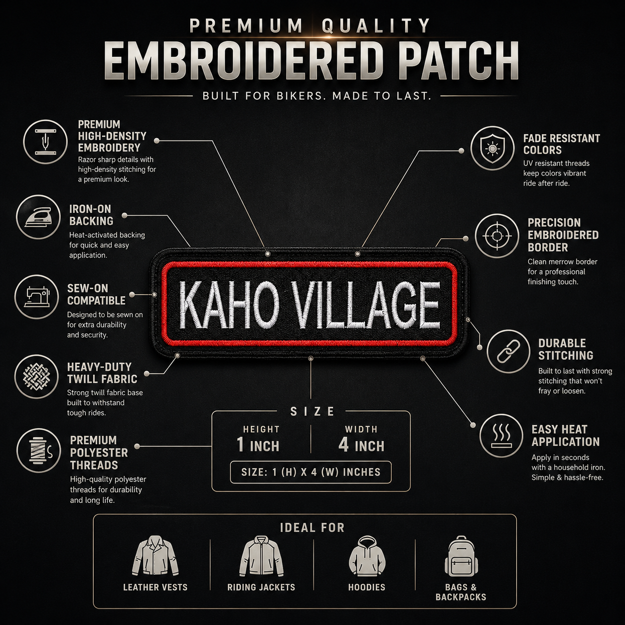 Kaho Village Expedition Embroidery Patch – 1 × 4 Inches