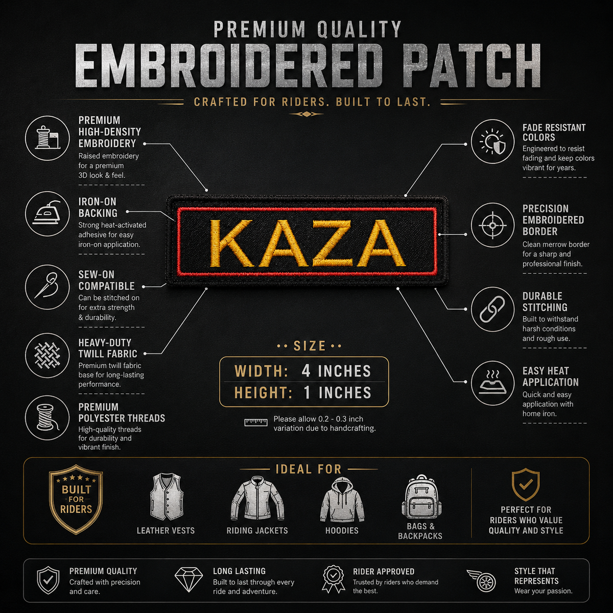 Kaza Expedition Embroidery Patch – 1 × 4 Inches