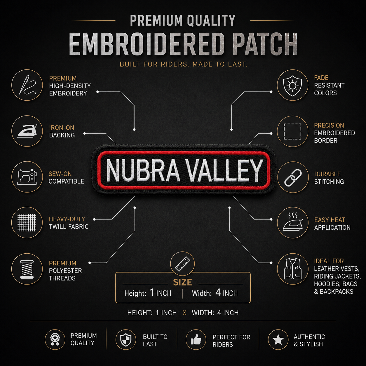 Nubra Valley Expedition Embroidery Patch – 1 × 4 Inches
