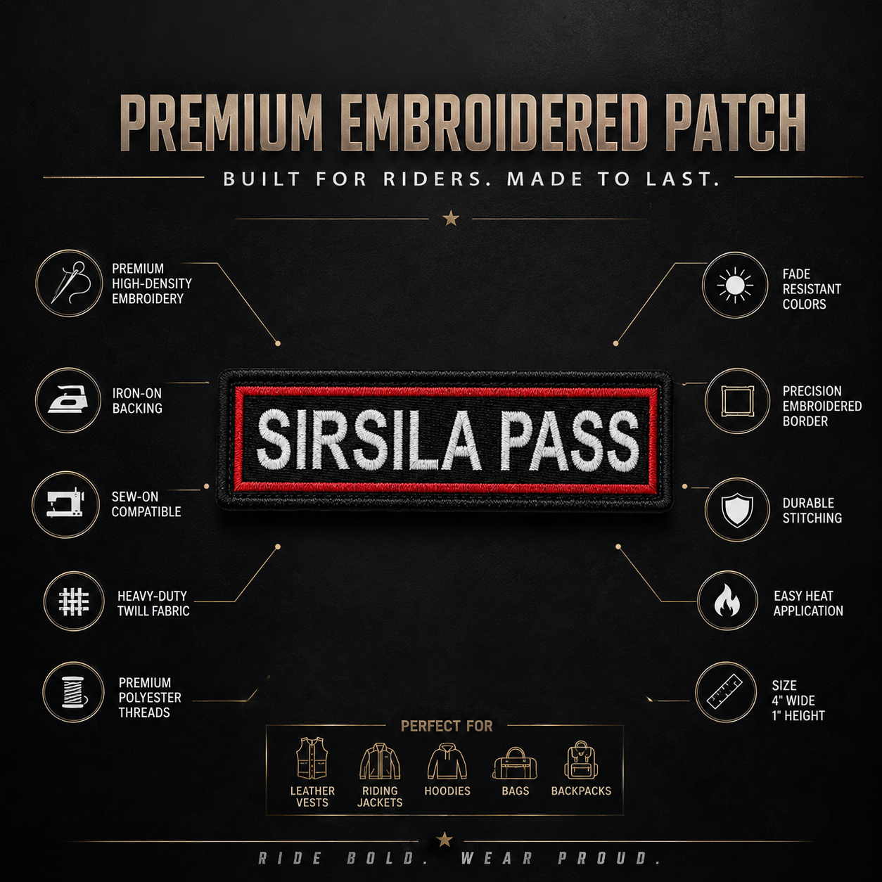 Sirsila Pass Expedition Embroidery Patch – 1 × 4 Inches