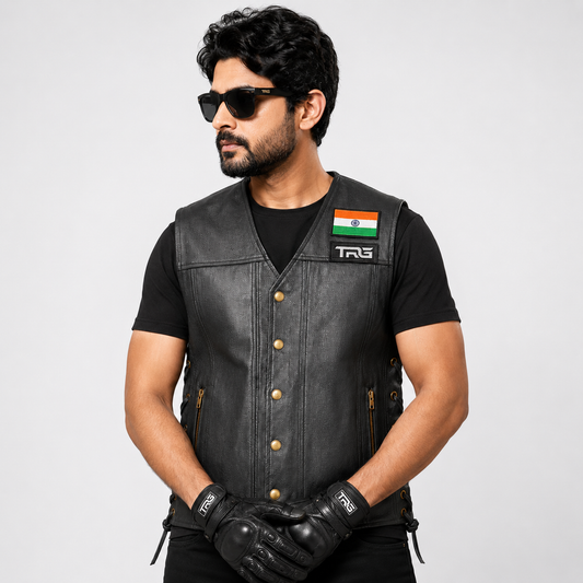 TRG07 Pure Leather Motorcycle Riding Vest – Premium Biker Vest