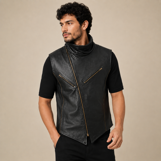 TRG021 Iron Edge Leather Riding Vest – Premium Biker Vest