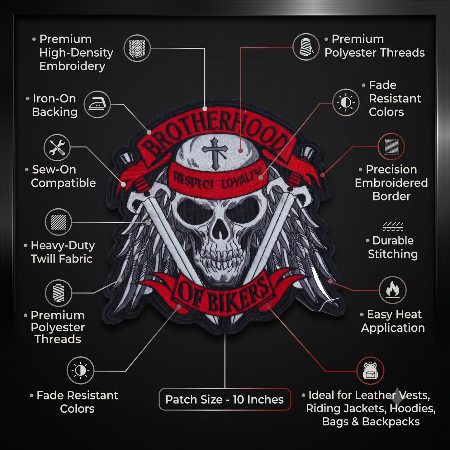 Brotherhood Respect Loyality Of Bikers 10 inches