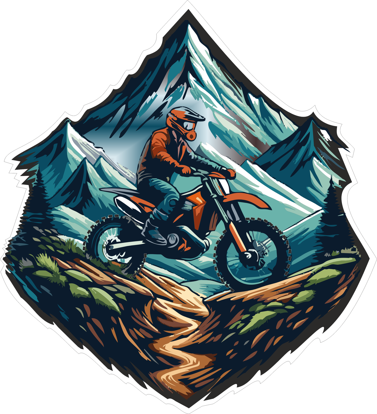 Racing Biker On Hill Sticker 2.5 × 2.2 Inches – Motorcycle Adventure Sticker