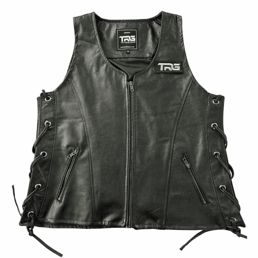 Trg015 cow leather riding vest ladies - TRG GEARS