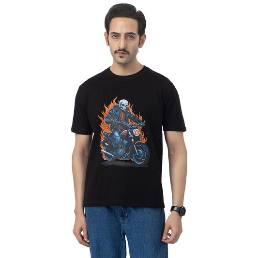 Ghost Rider Fire Caught Bike Biker T-shirt