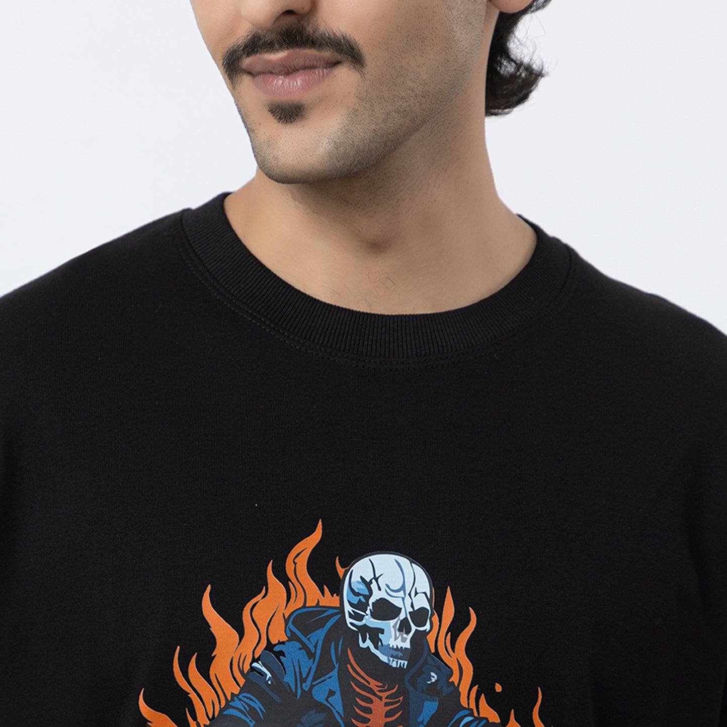 Ghost Rider Fire Caught Bike Biker T-shirt