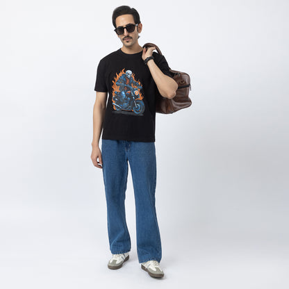 Ghost Rider Fire Caught Bike Biker T-shirt