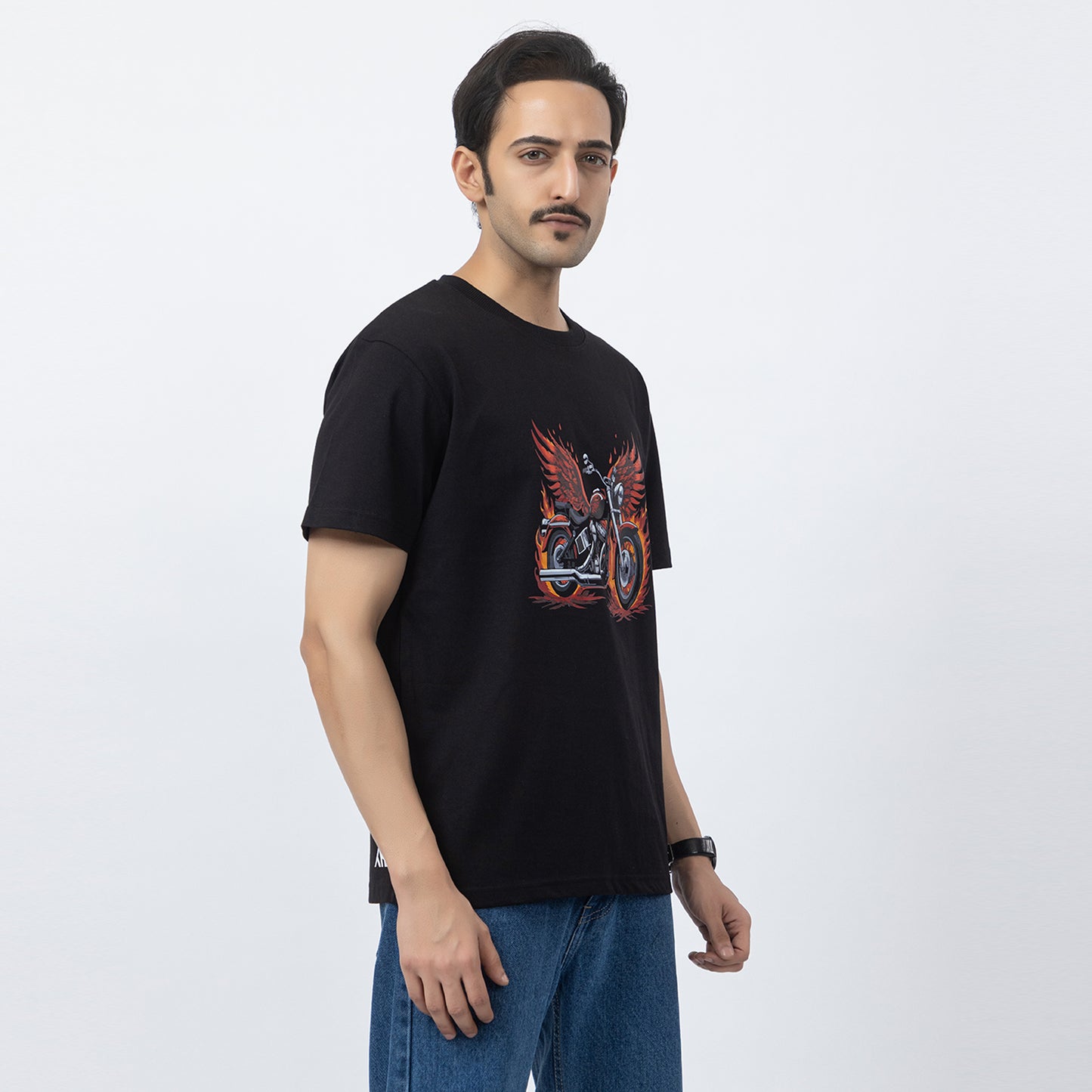 Motorcycle Wings And Firey Biker T-shirt