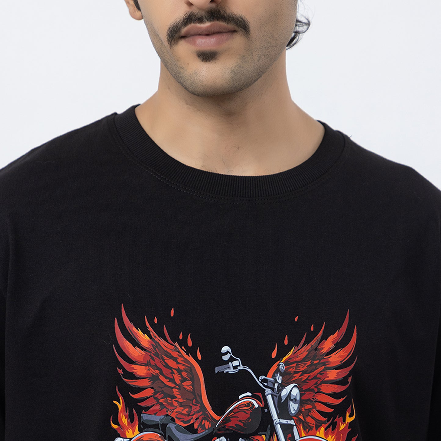 Motorcycle Wings And Firey Biker T-shirt