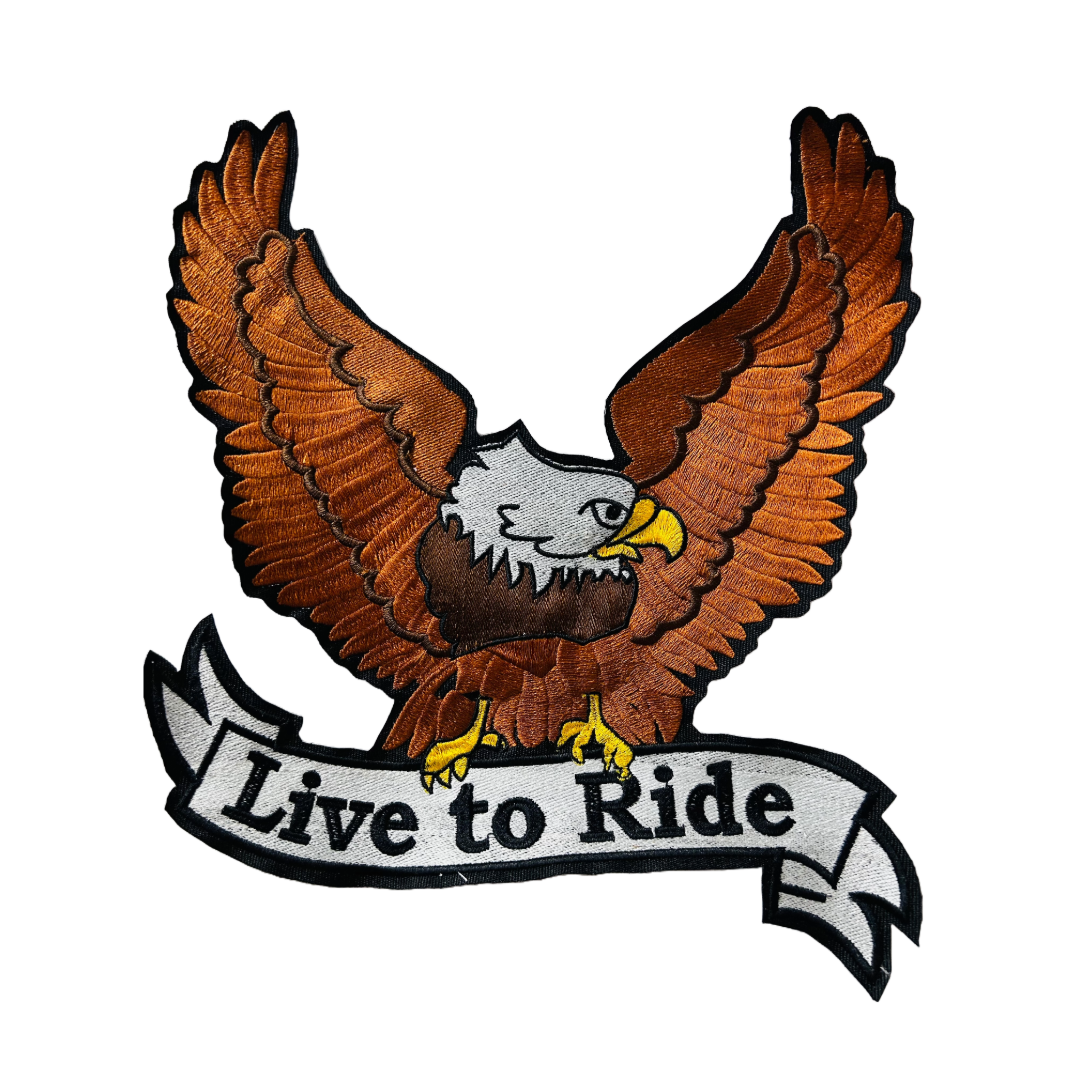 LIVE TO RIDE BACK PATCH 10*9 INCHES EMBROIDERED PATCH