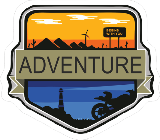 Adventure Sticker 2.5 x 2.8 Inch – Motorcycle Touring Sticker