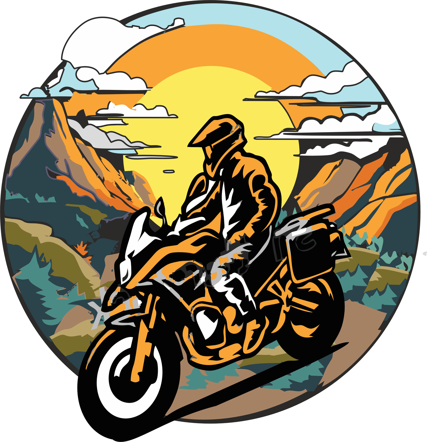 Biker in Himalayas Sticker 2.5 × 2.4 Inches – Motorcycle Adventure Sticker