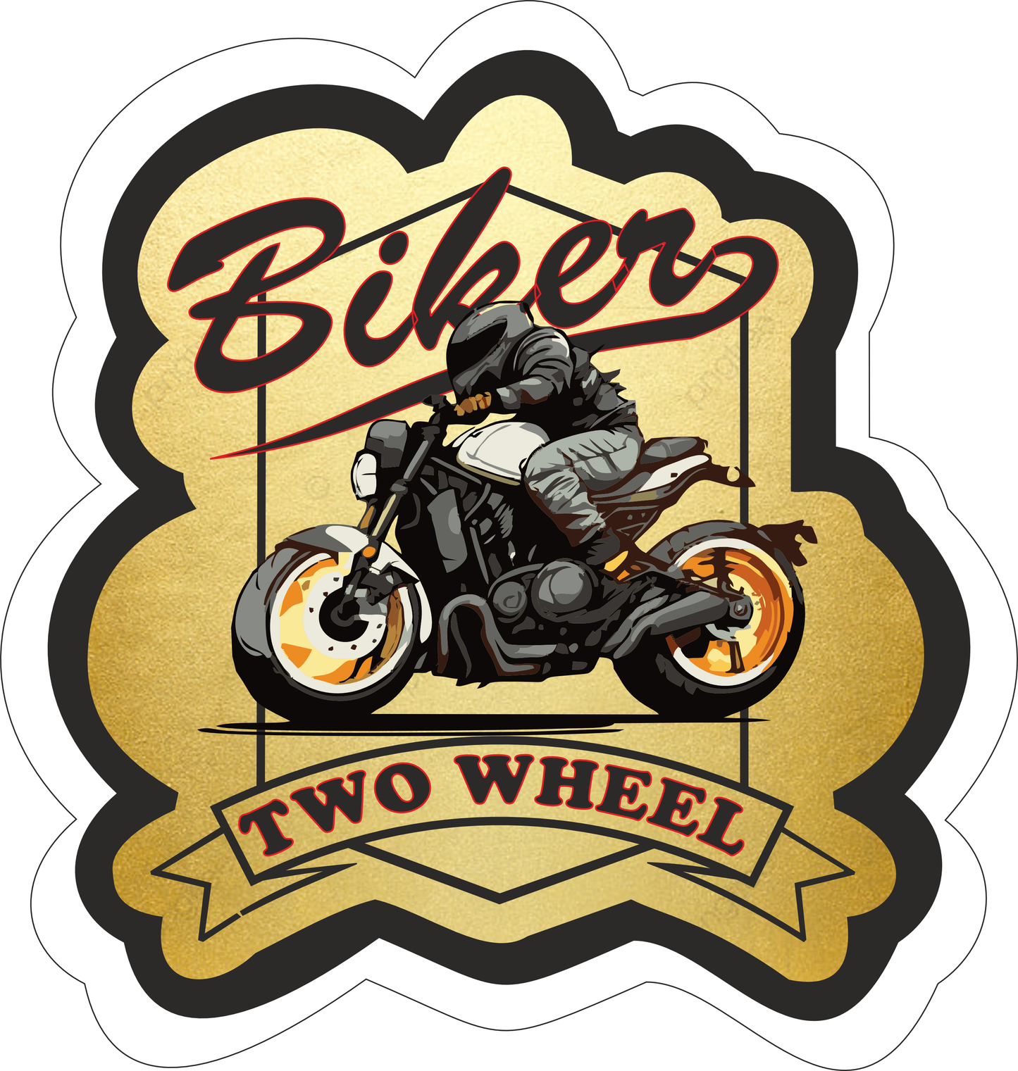 Biker Two Wheels Colorful Sticker 2.5 × 2.3 Inches – Motorcycle Sticker
