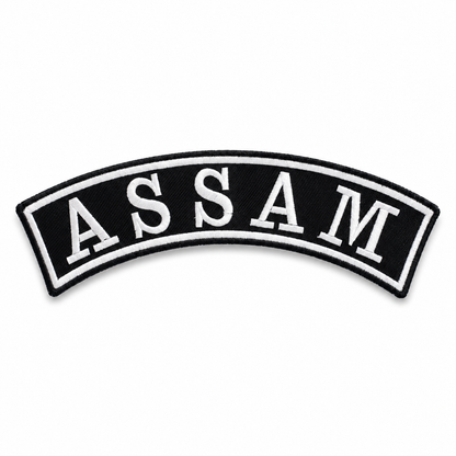 Assam Top Curved State Back Embroidered Patch 2.5 × 12 Inch – Iron On / Sew On