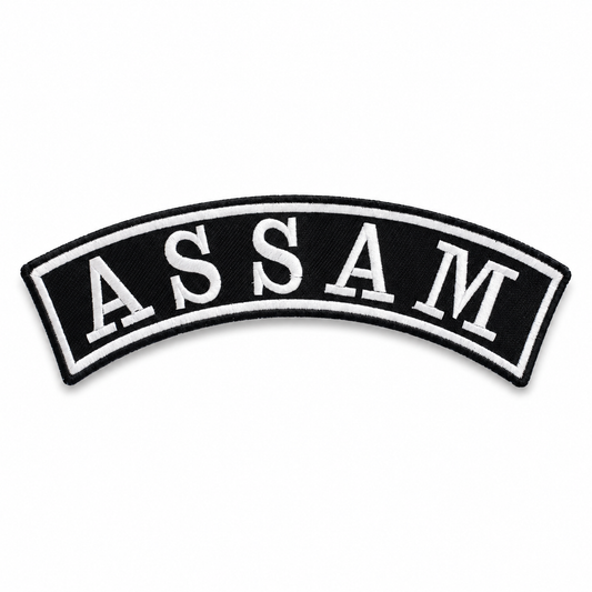 Assam Top Curved State Back Embroidered Patch 2.5 × 12 Inch – Iron On / Sew On