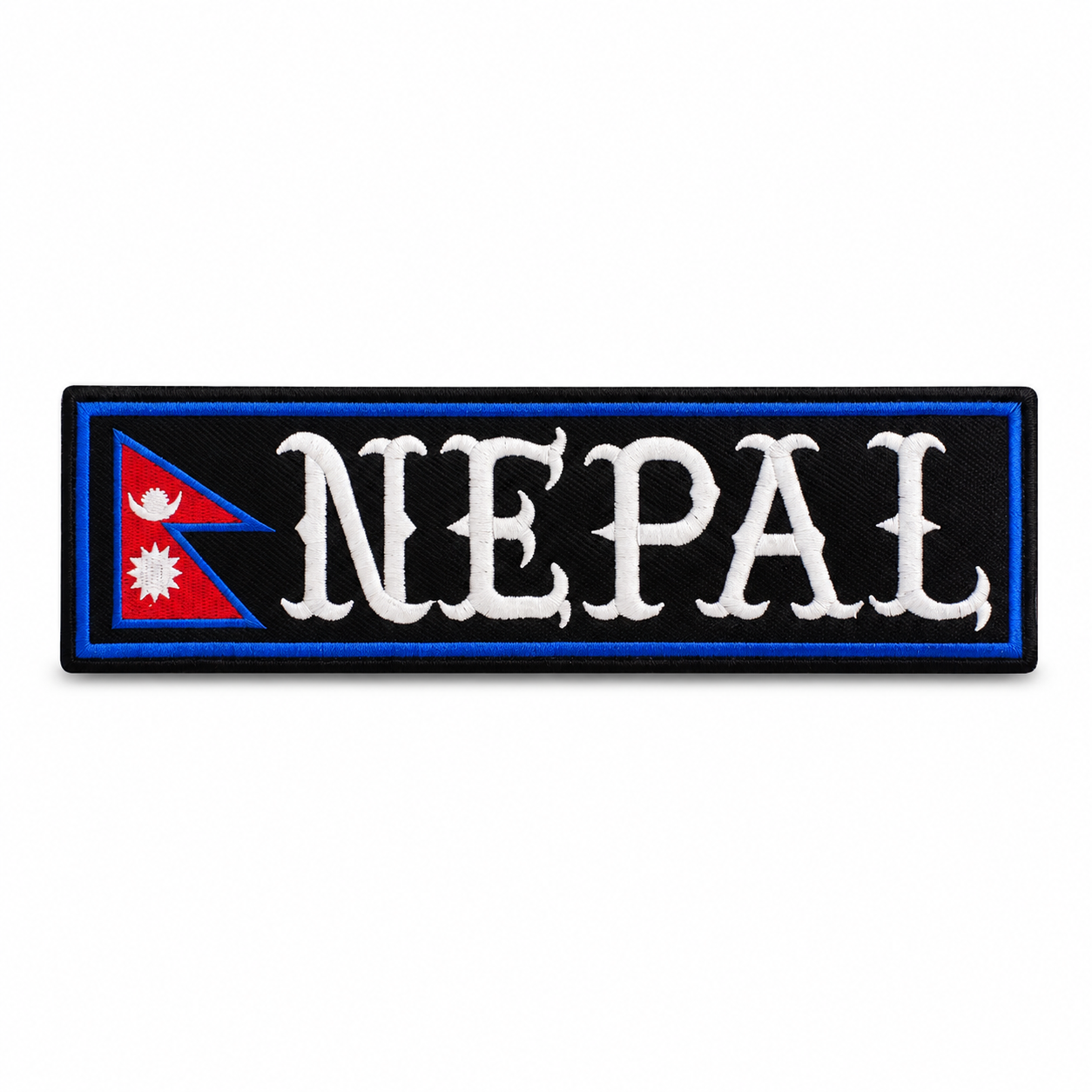 Nepal Flag Back Embroidered Patch 3 × 12 Inch – Iron On / Sew On