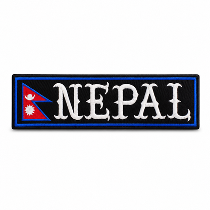 Nepal Flag Back Embroidered Patch 3 × 12 Inch – Iron On / Sew On