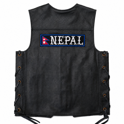 Nepal Flag Back Embroidered Patch 3 × 12 Inch – Iron On / Sew On
