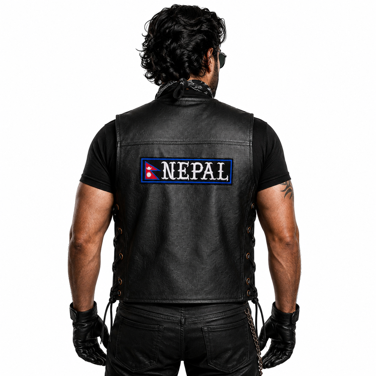 Nepal Flag Back Embroidered Patch 3 × 12 Inch – Iron On / Sew On
