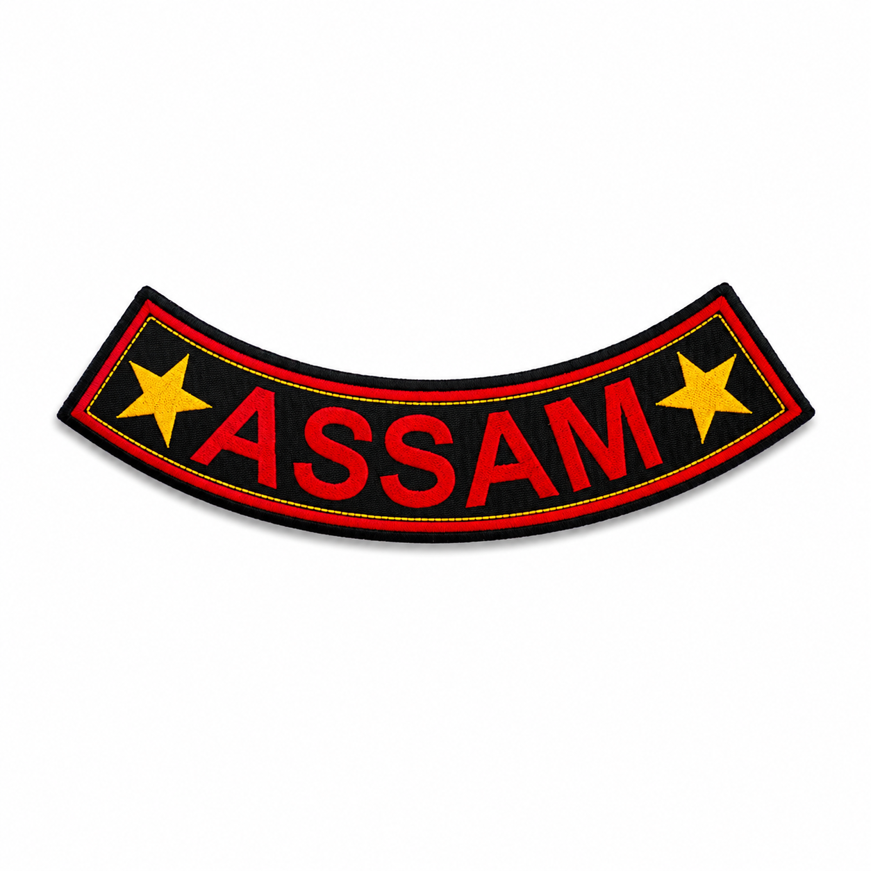 Assam Bottom Curved Star State Back Embroidered Patch 2.5 × 12 Inch – Iron On / Sew On