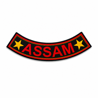 Assam Bottom Curved Star State Back Embroidered Patch 2.5 × 12 Inch – Iron On / Sew On