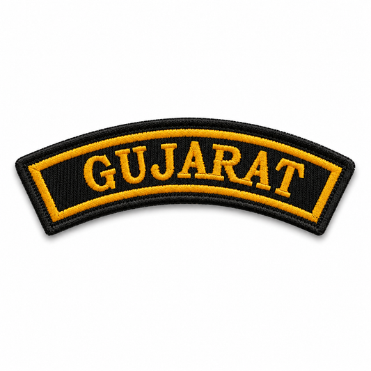 Gujarat State Front Embroidered Patch 1 × 4 Inches – Iron On / Sew On