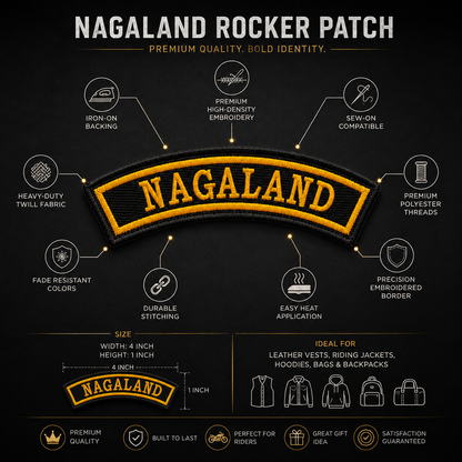 Nagaland State Front Embroidered Patch 1 × 4 Inches – Iron On / Sew On