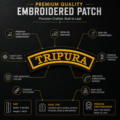 Tripura State Front Embroidered Patch 1 × 4 Inches – Iron On / Sew On