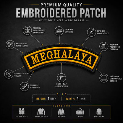 Meghalaya State Front Embroidered Patch 1 × 4 Inches – Iron On / Sew On