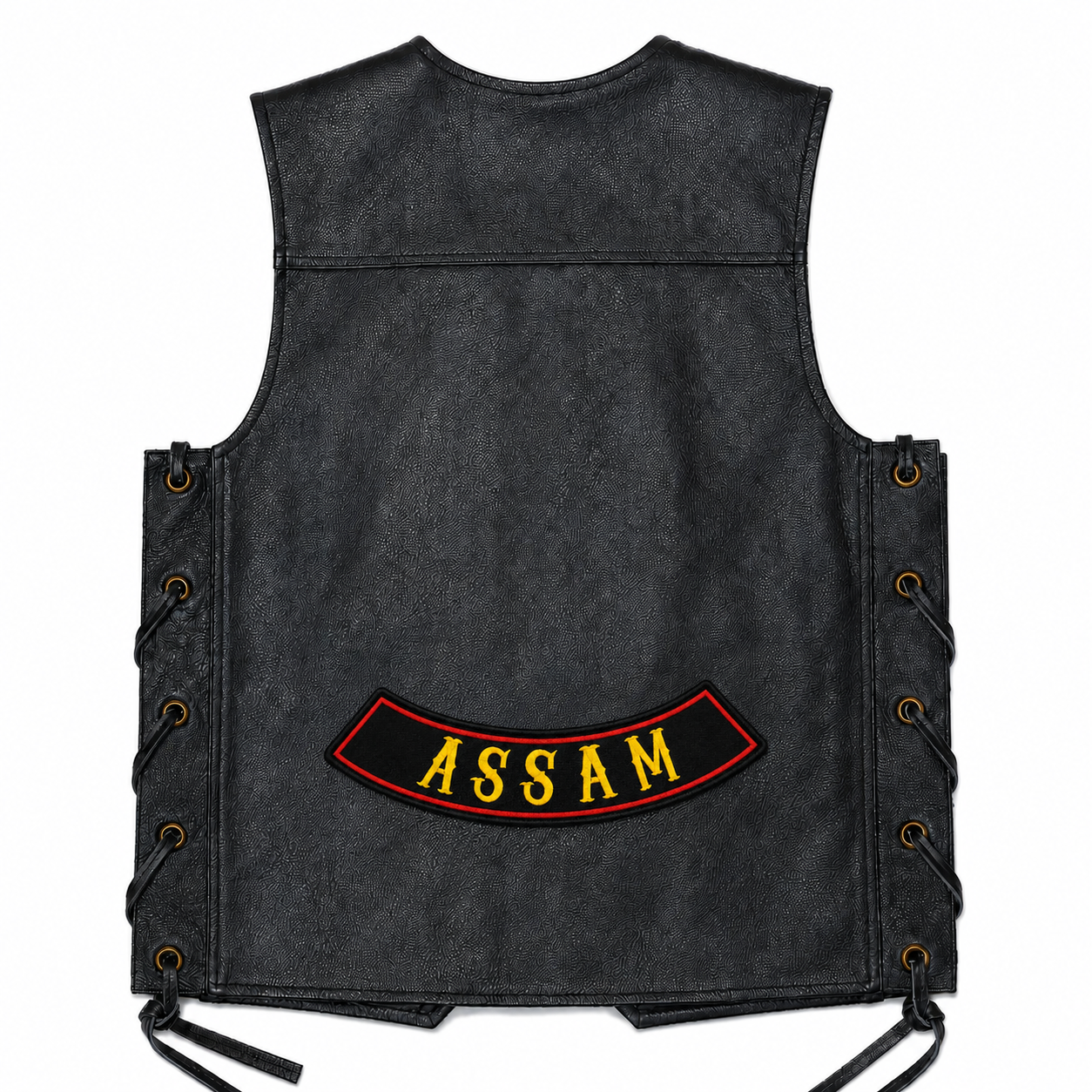 Assam Bottom Curved Yellow State Back Embroidered Patch 2.5 × 13 Inch – Iron On / Sew On