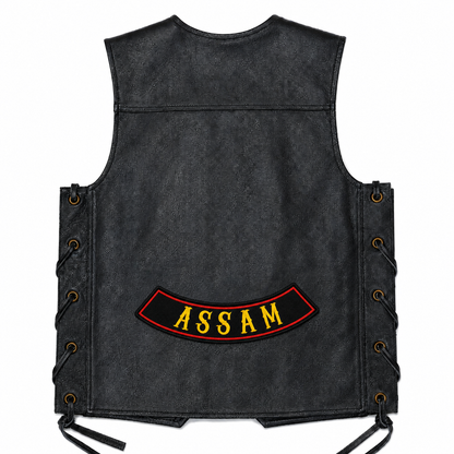 Assam Bottom Curved Yellow State Back Embroidered Patch 2.5 × 13 Inch – Iron On / Sew On