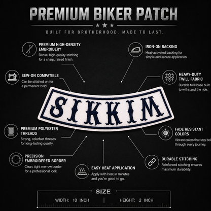 Sikkim Bottom Curved State Back Embroidered Patch 2 × 10 Inch – Iron On / Sew On