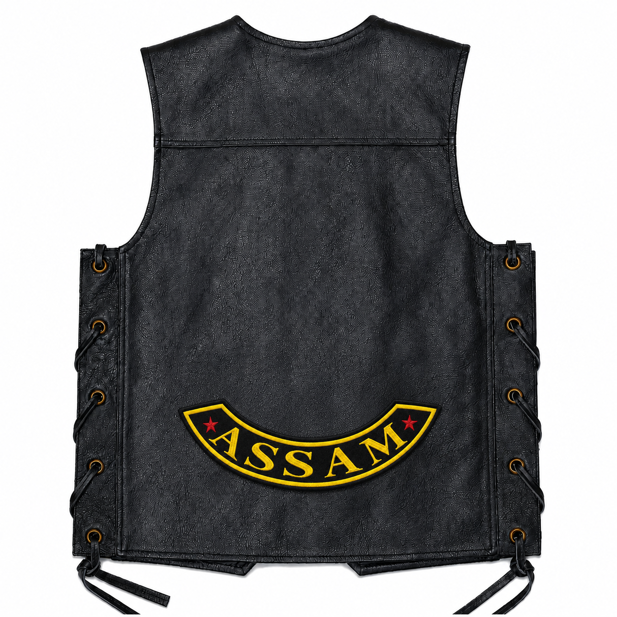 Assam Bottom Curved Red Star State Back Embroidered Patch 2.5 × 12 Inch – Iron On / Sew On