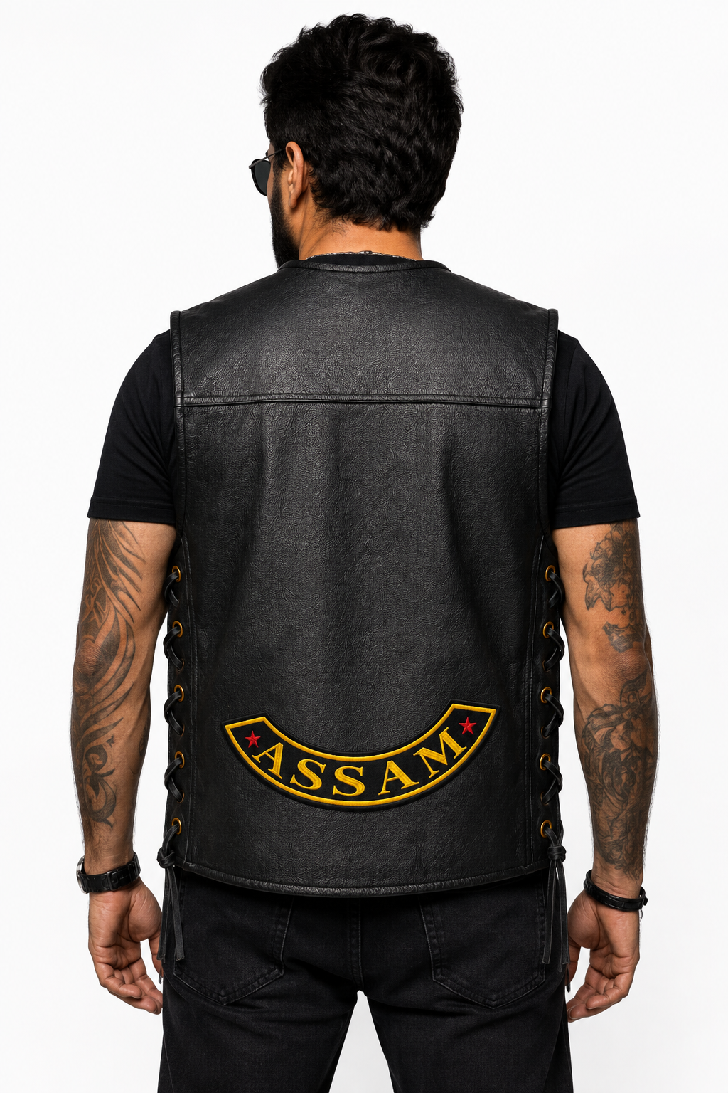 Assam Bottom Curved Red Star State Back Embroidered Patch 2.5 × 12 Inch – Iron On / Sew On