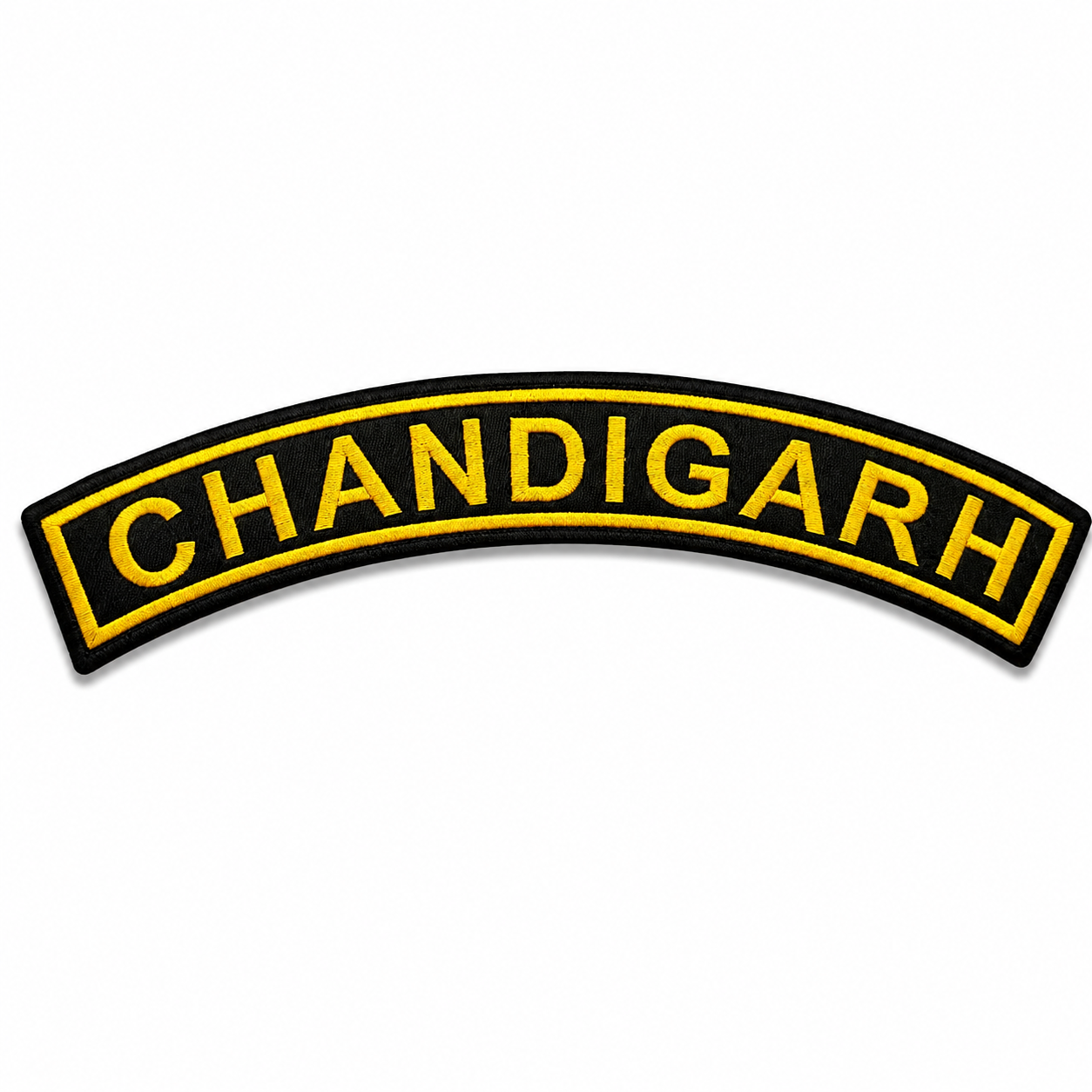 Chandigarh Top Curved Coloured Back Embroidered Patch 2 × 10 Inch – Iron On / Sew On