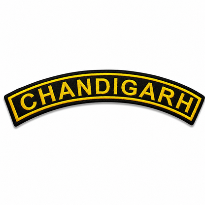 Chandigarh Top Curved Coloured Back Embroidered Patch 2 × 10 Inch – Iron On / Sew On