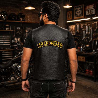 Chandigarh Top Curved Coloured Back Embroidered Patch 2 × 10 Inch – Iron On / Sew On