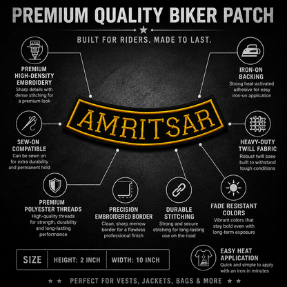 Amritsar Back Embroidered Patch 2 × 10 Inch – Iron On / Sew On