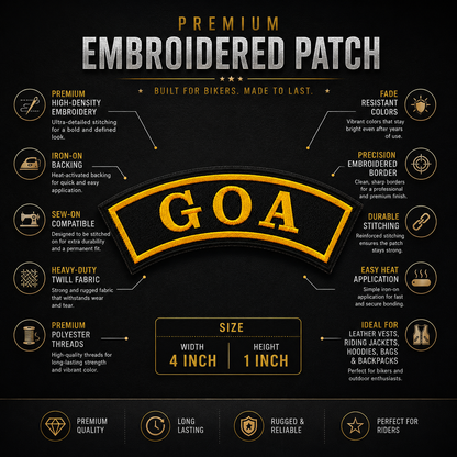Goa State Front Embroidered Patch 1 × 4 Inches – Iron On / Sew On