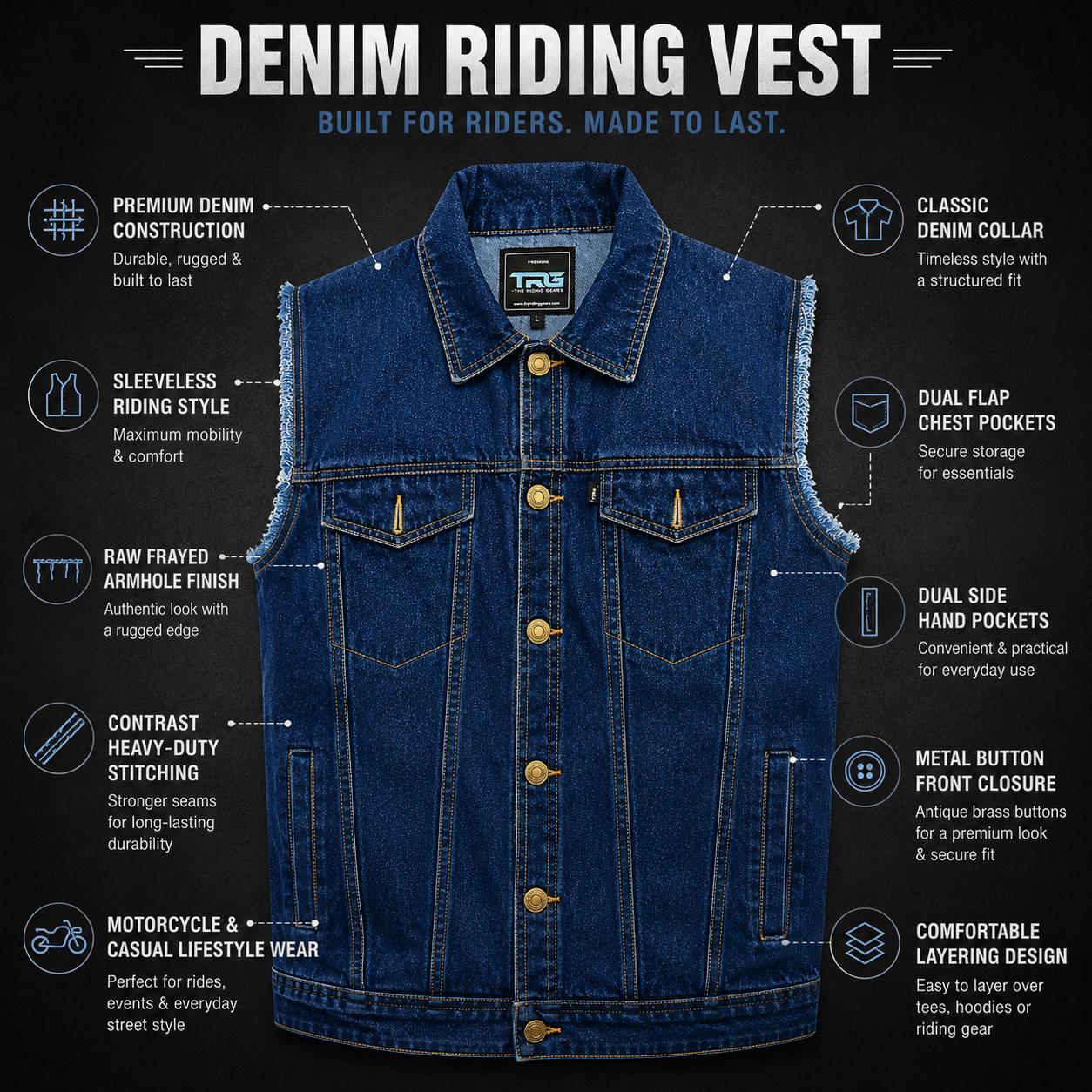 TRG013  Denim Riding Vest