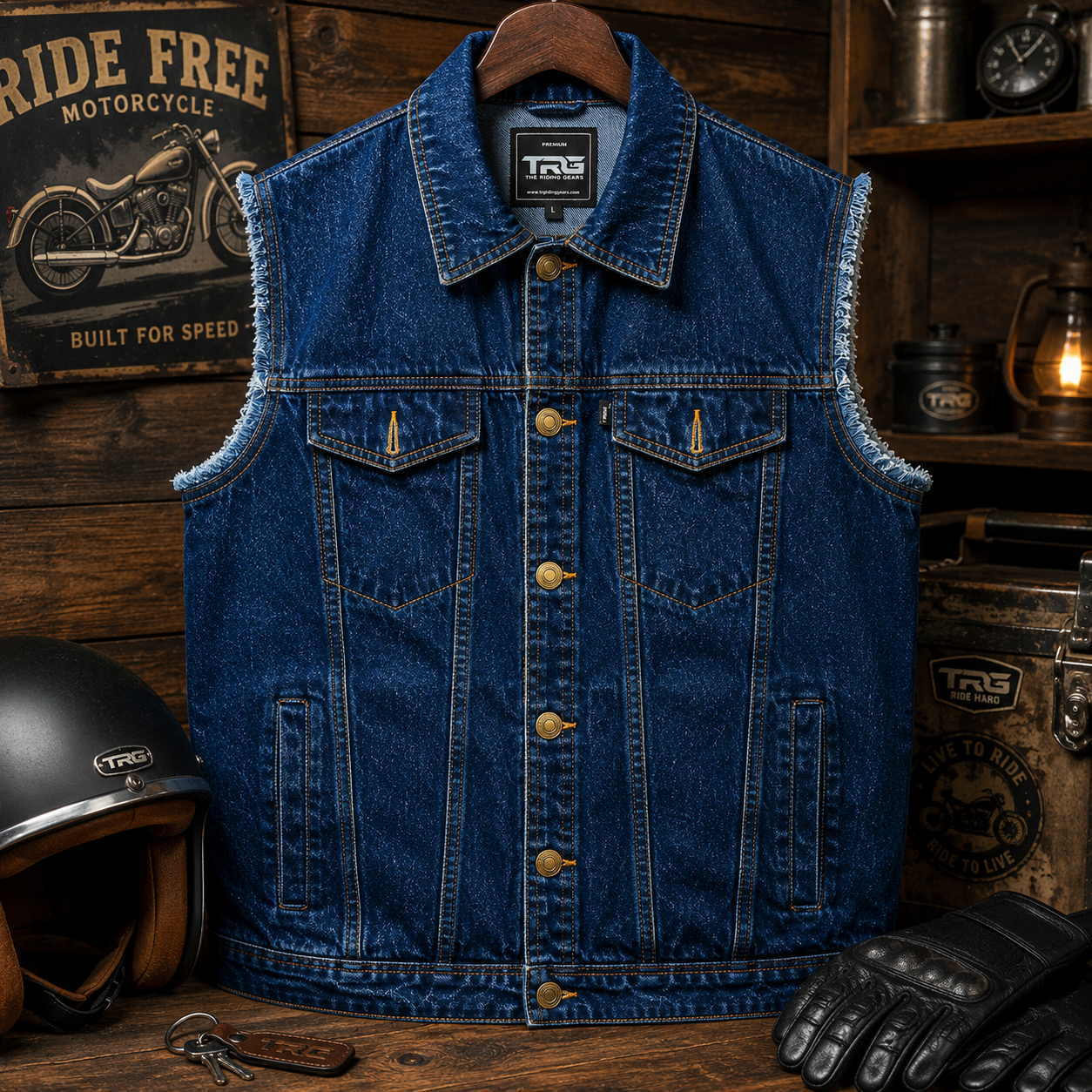 TRG013  Denim Riding Vest